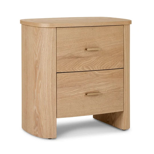Leon 2 Drawer Oak Bedside