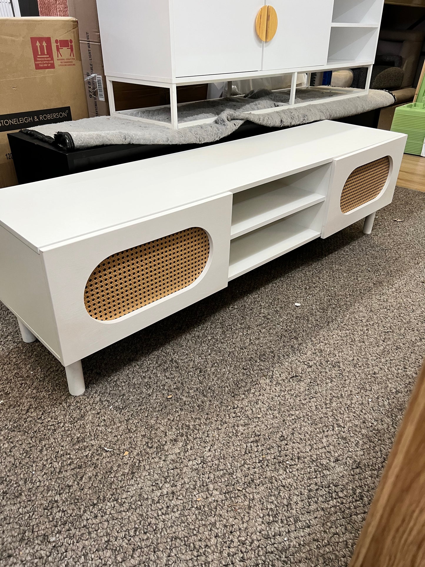 Kona White Rattan TV Unit | 160cm