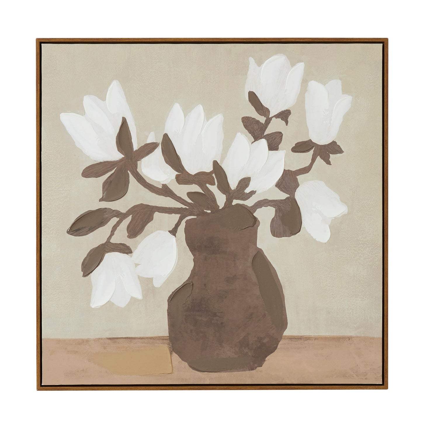 Sepia Walnut Frame Oil Canvas 80x80cm