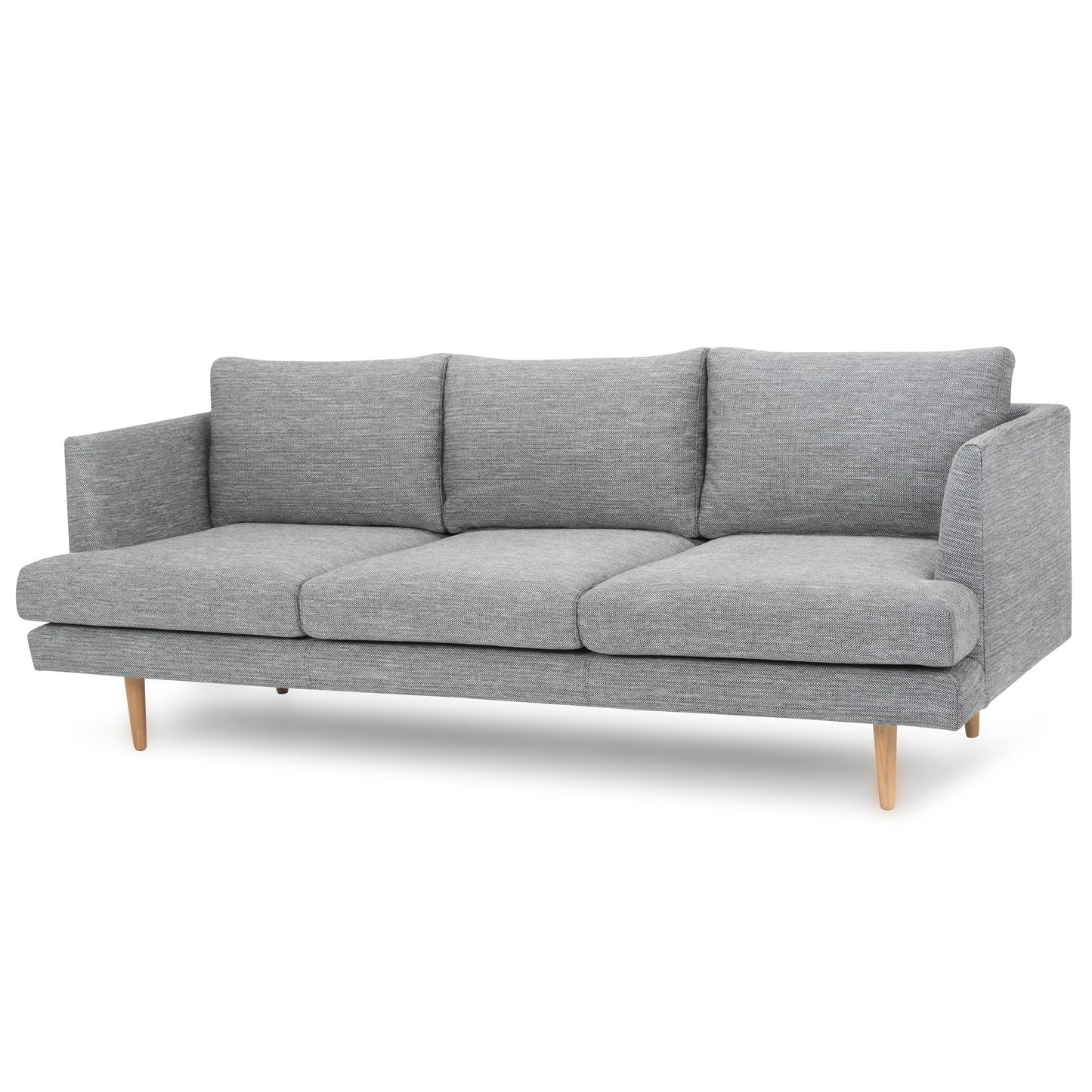 3 Seater Fabric Sofa | Graphite Grey & Natural Legs