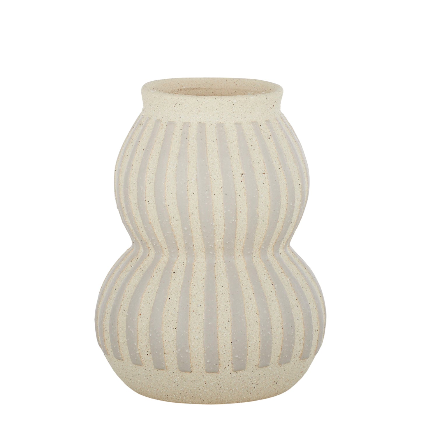 Striscia Ceramic Vase 15x20cm Nat/Grey