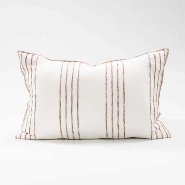 Rock Pool Linen Cushion - White/Natural Stripe 40x60cm