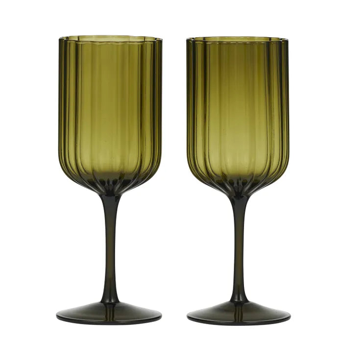 Hazel Wine Glass Olive