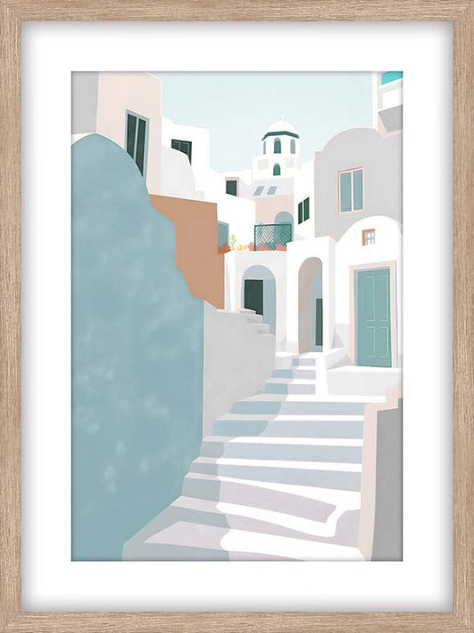 Mykonos B Glass Framed Print