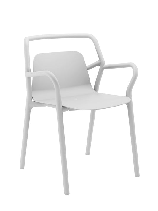 Mila Arms Outdoor Dining Chair | White