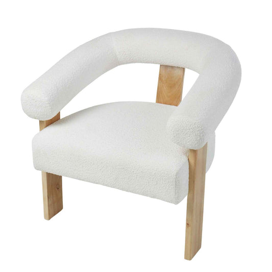 Boucle and Wood Curved Armchair