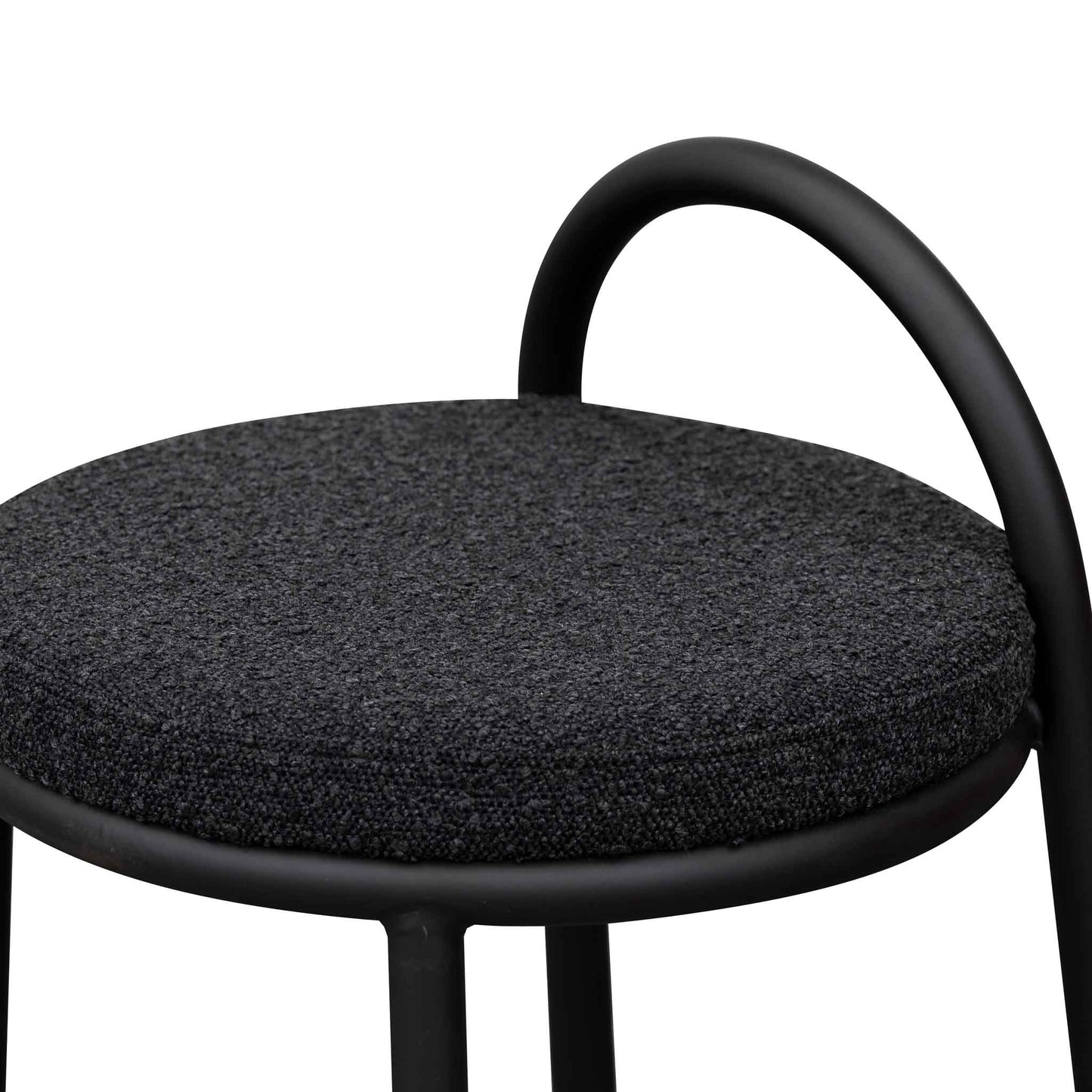 63cm Bar Stool | Black Boucle