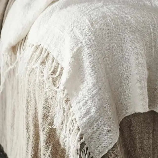 Bedouin Oversized Linen Throw - Ivory 200x140cm