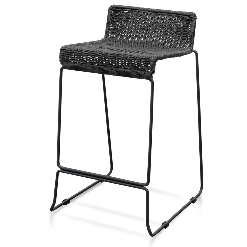 65cm Bar Stool | Black Cord Seat & Black Frame