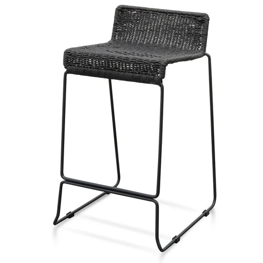 65cm Bar Stool | Black Cord Seat & Black Frame