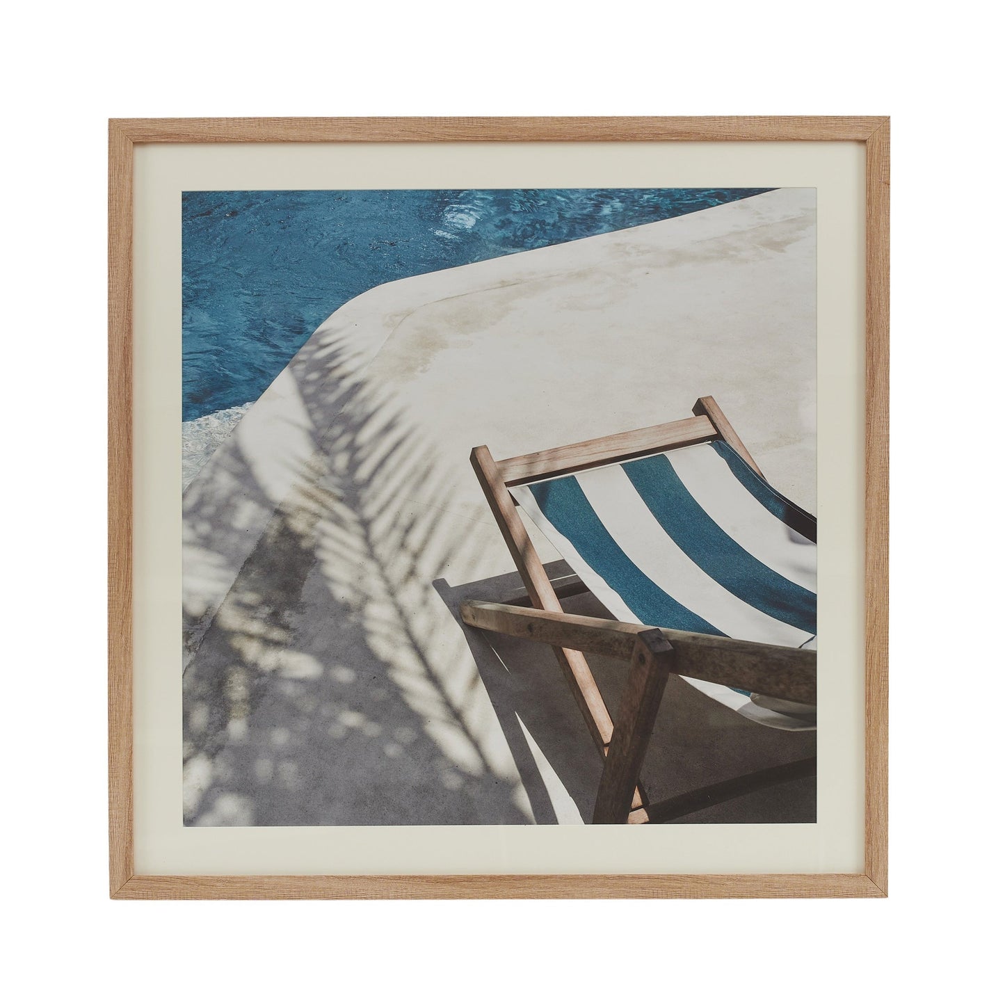Azure Framed Glass Print 80x80cm Blue