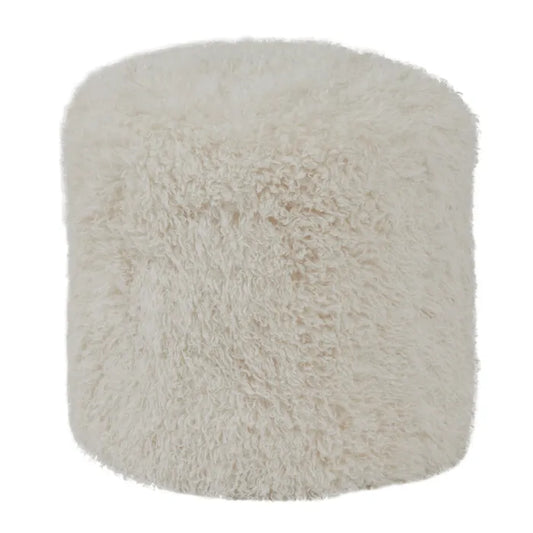 Lamont Faux Fur Ottoman 43x47cm Ivory