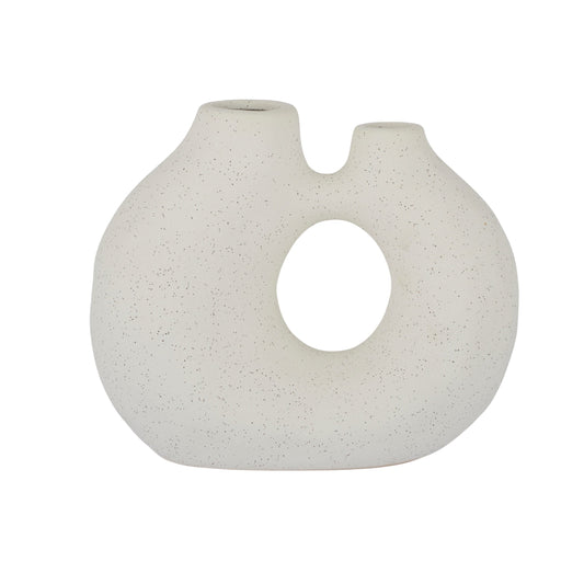 Toroid Ceramic Vase 21x10x17.5cm Ivory#