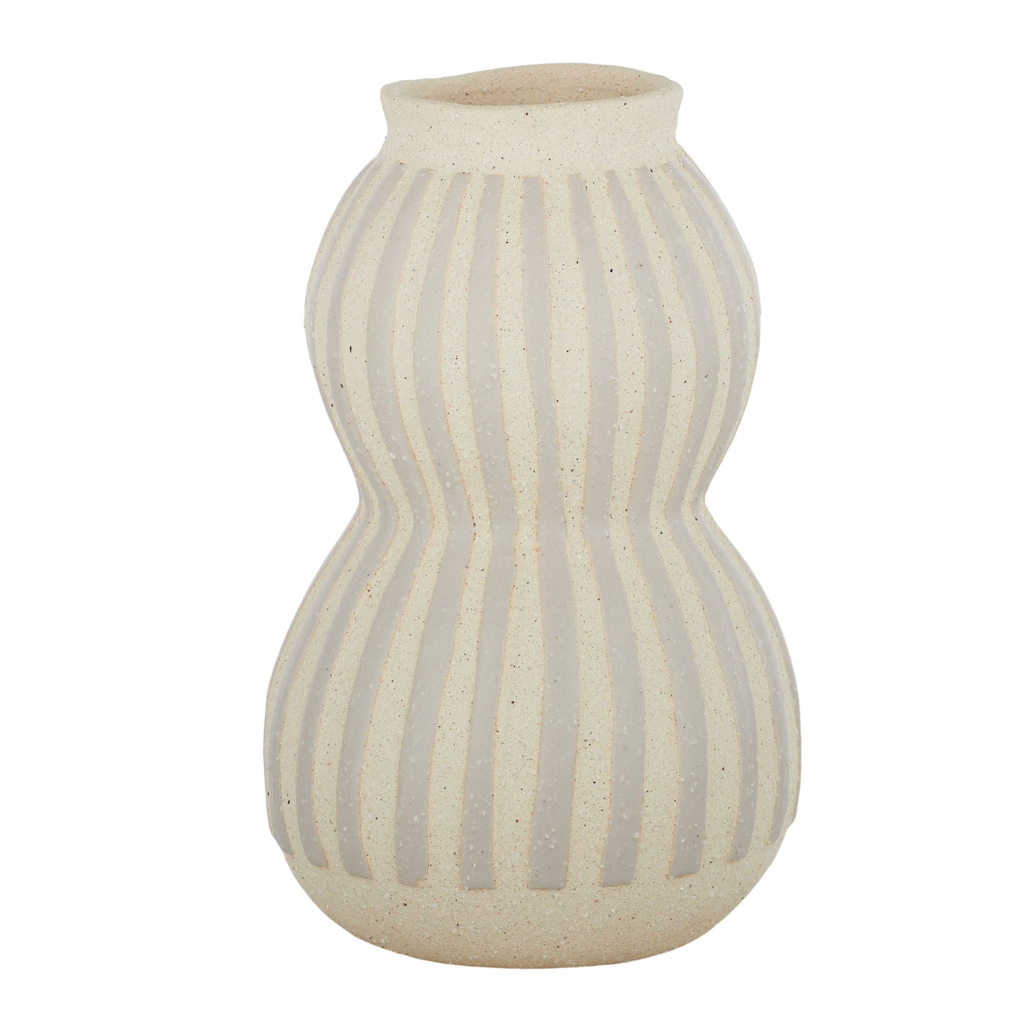 Striscia Ceramic Vase 15x24cm Nat/Grey