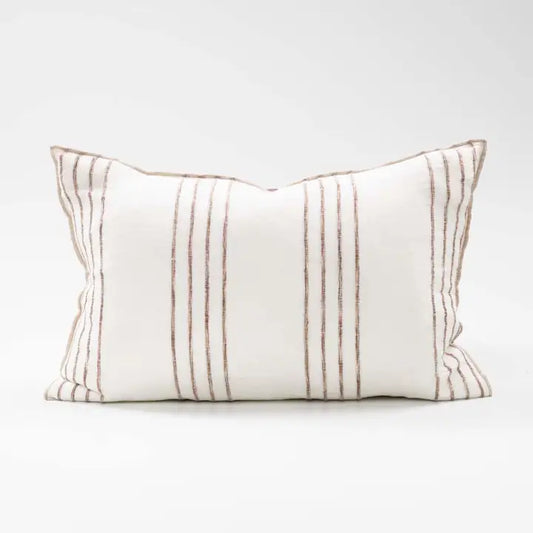 Rock Pool Linen Cushion - White/Natural Stripe 40x60cm