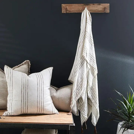 Rock Pool Linen Throw - Natural/Organic Stripe 200x150cm