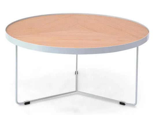 Luna Round Wood Coffee Table | Matte White & Natural