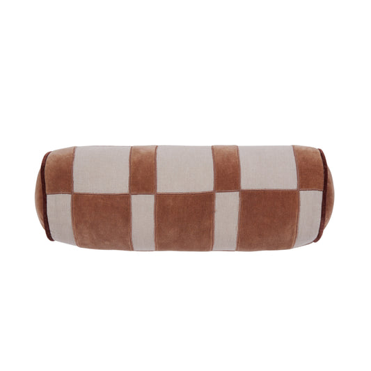 Viola Cotton/Velvet Bolster 18x50cm Clay