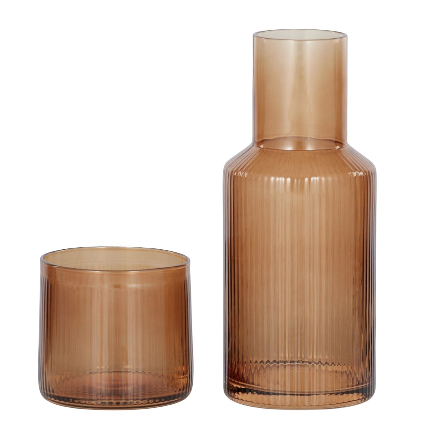 Mya Rib Carafe/Glass Set 7.5x17cm Amber