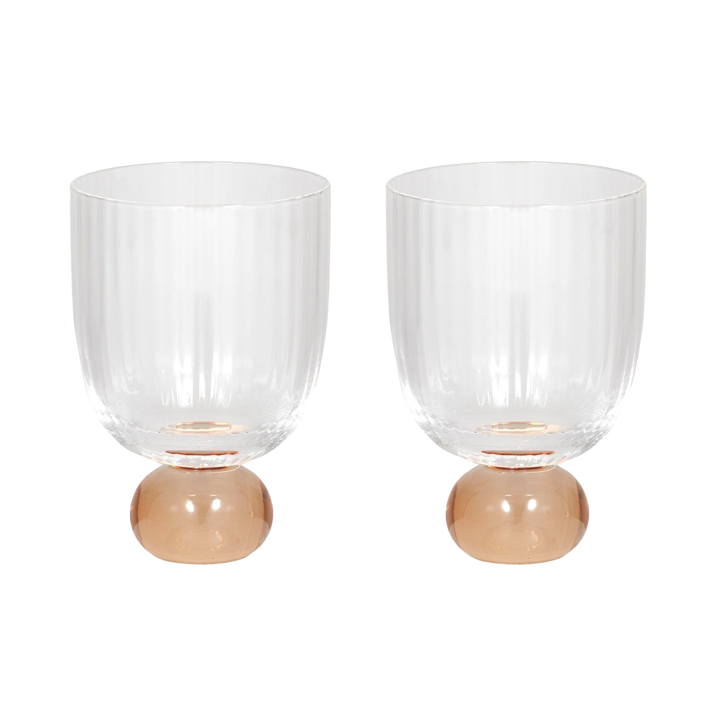 Giselle S/2 Ribbed Goblet 8x12cm Peach