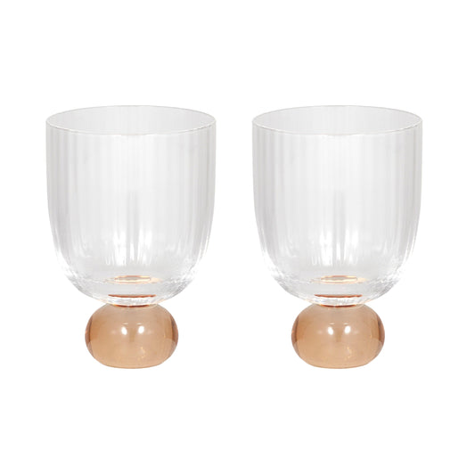 Giselle S/2 Ribbed Goblet 8x12cm Peach