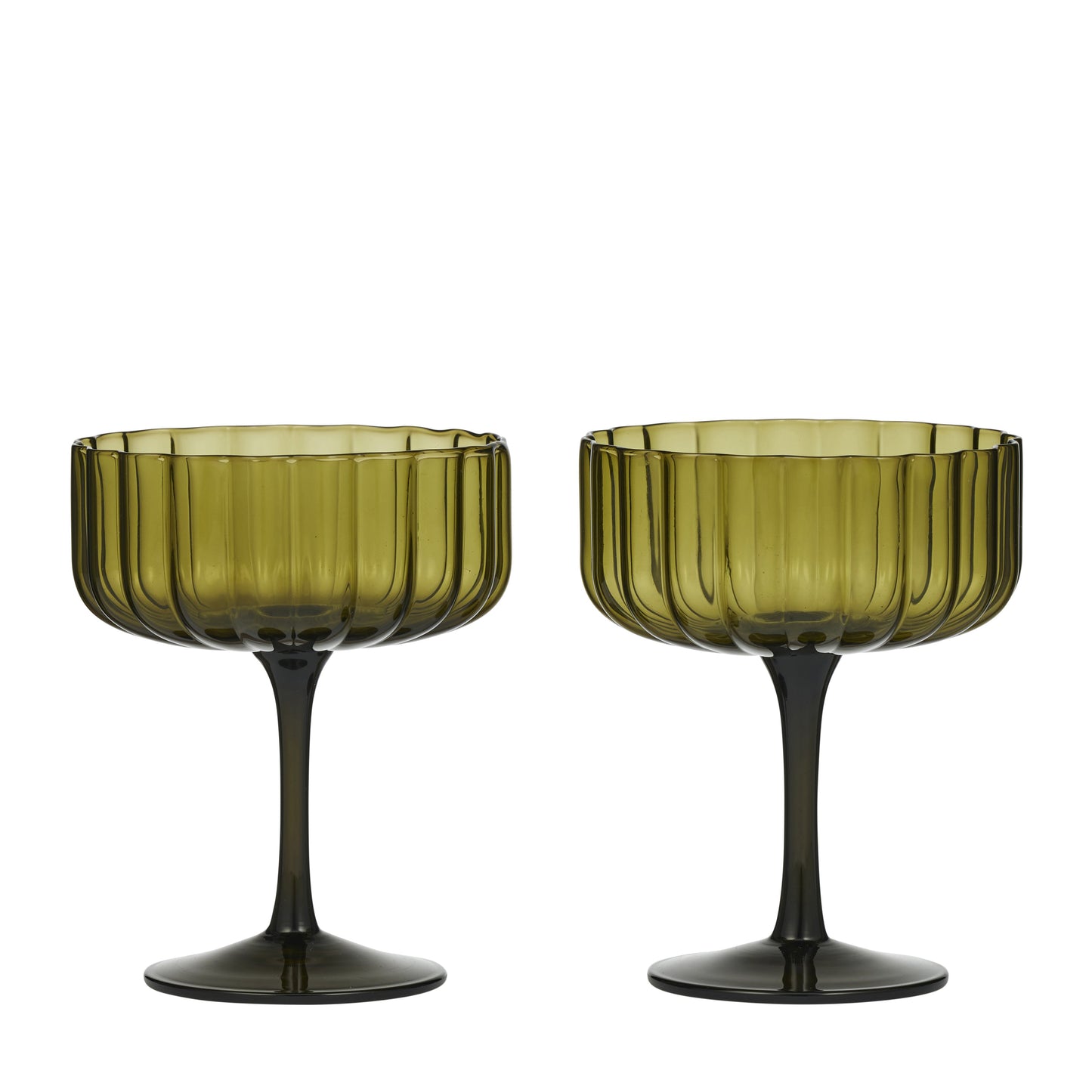 Hazel S/2 Glass Coupe 11.5x14.5cm Olive