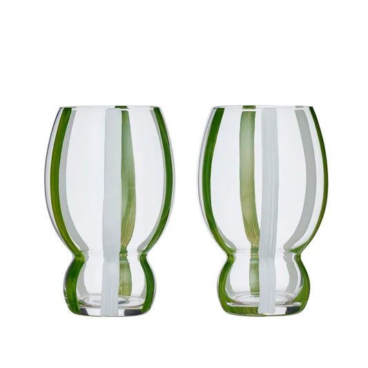 Kimi S/2 Wine Glass 7.5x14cm Grn/Wht